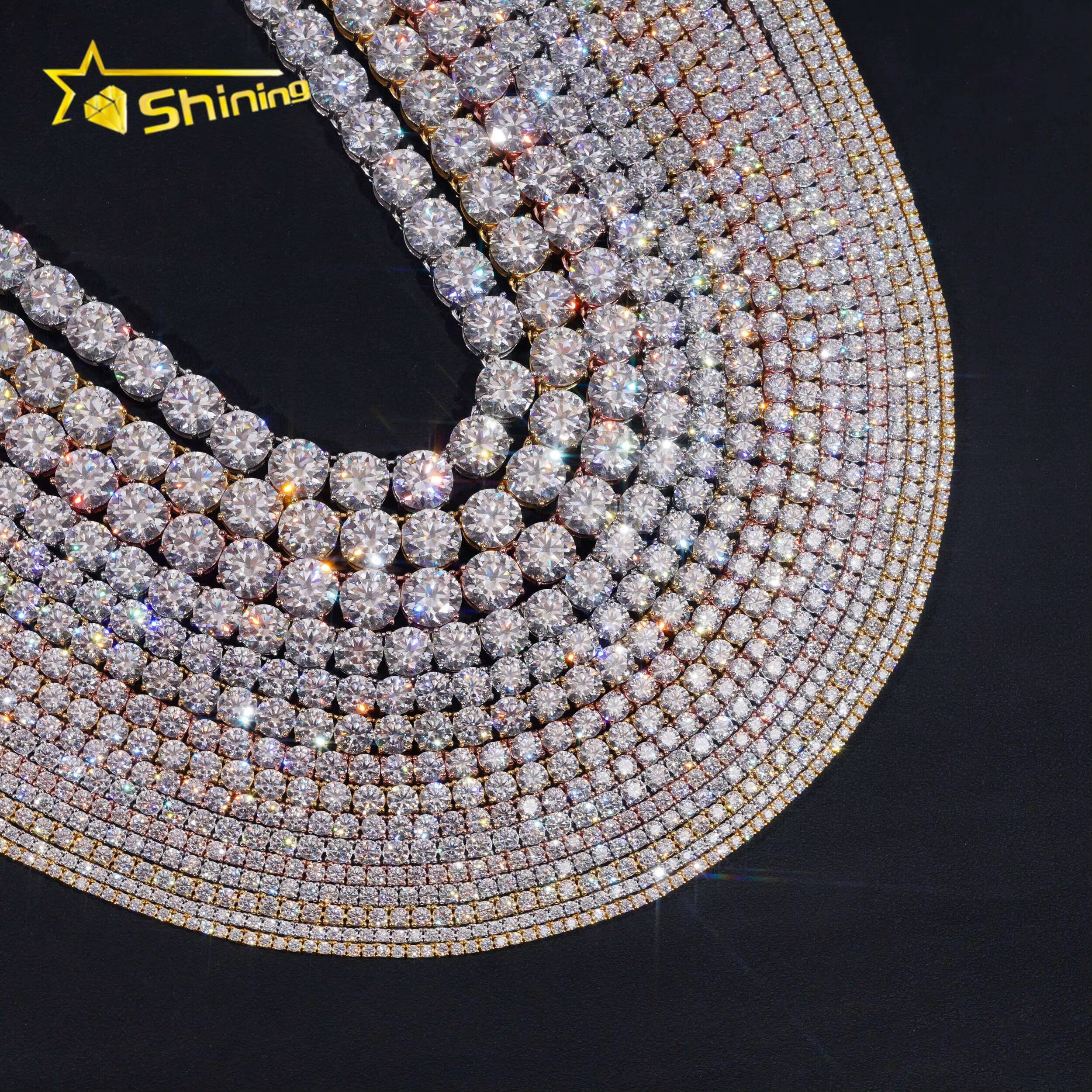 Hot Sale Classic Basket Prong Setting Sier VVS Dia Bracelet Necklace Moissanite Tennis Chain