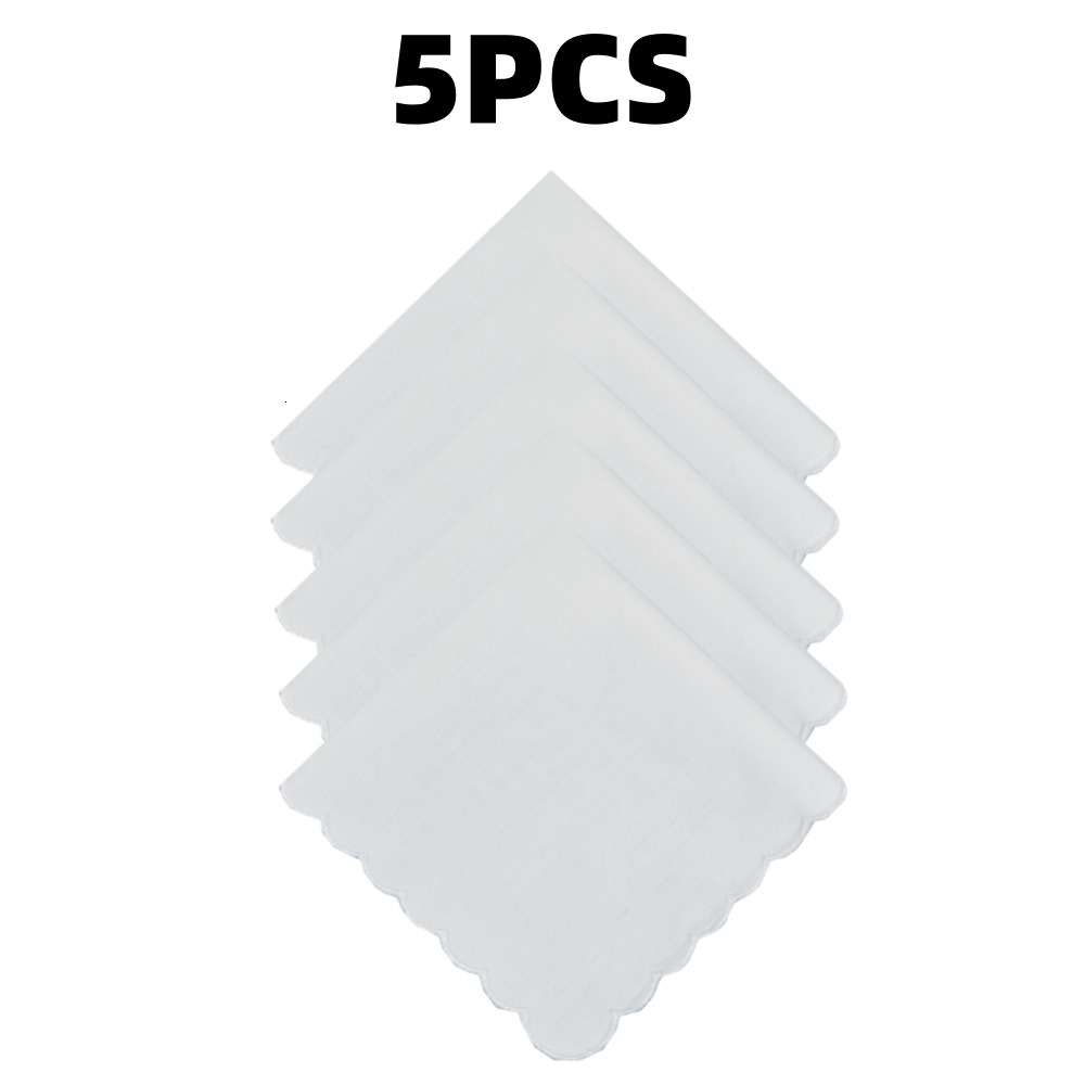 Wedding season Christmas 28cm * 11in white pure cotton embroidered moon edge handkerchief combed cotton 5/10PCS