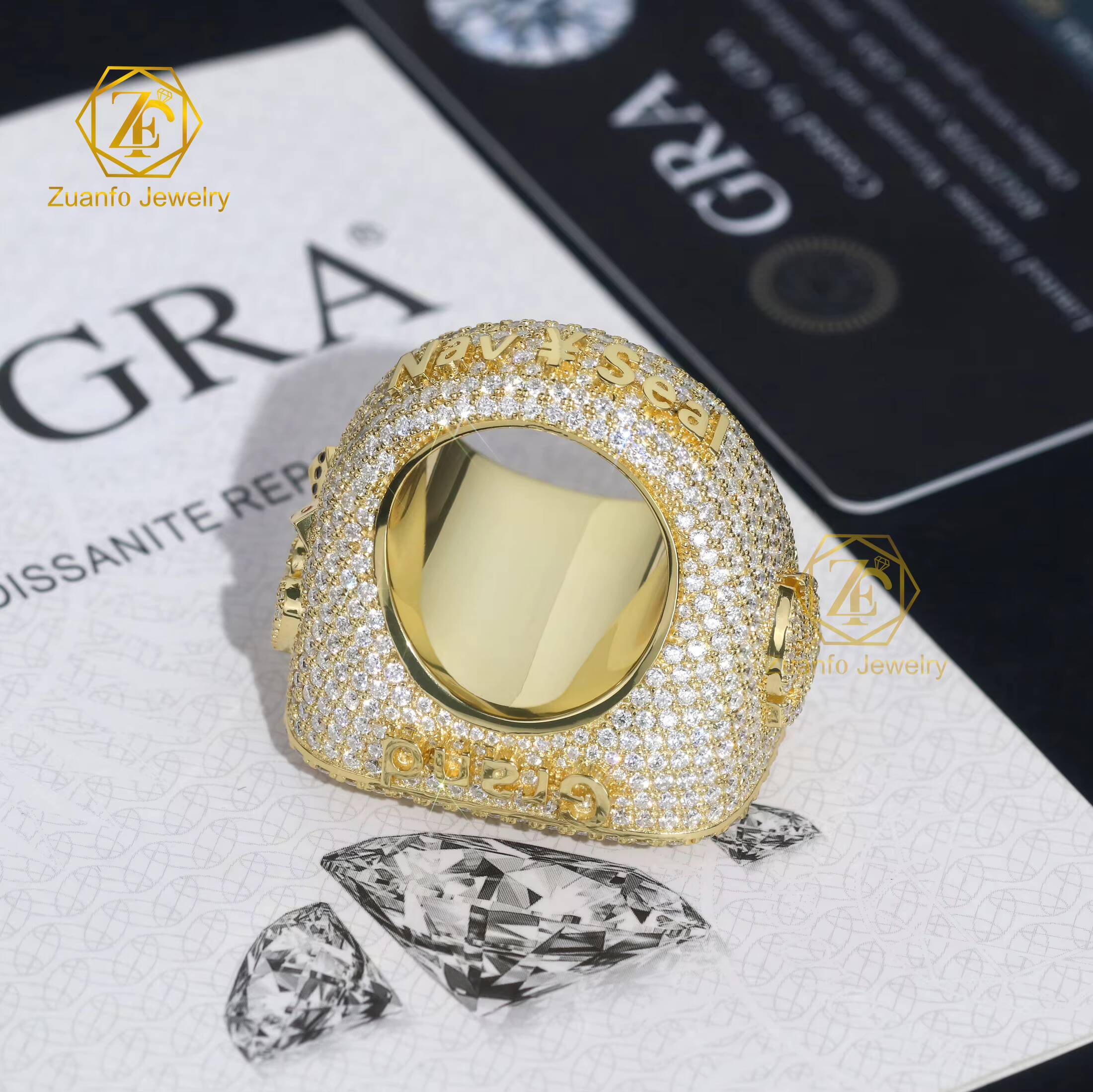 Sterling Sier VVS Moissanite Dias Custom Super Iced Out Hip Hop 3D Letter Pinky Party Wear Ring for Mens Jewelry