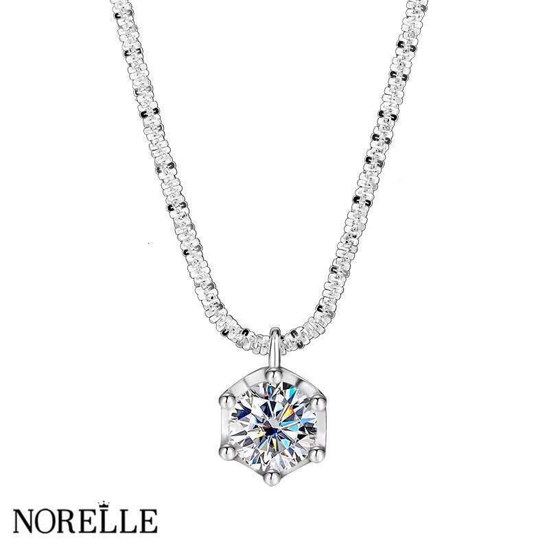Hot Selling S Sterling Sier Women's 1-2ct Gra VVS Sexangle Pendant Necklace Fine Jewelry Moissanite Colorful