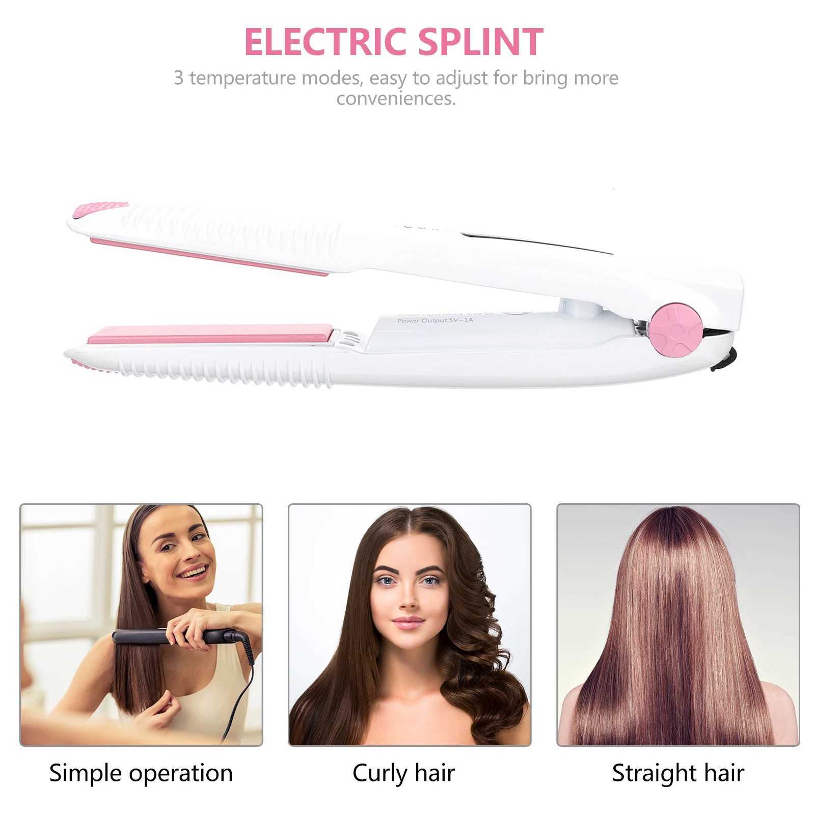 Electric Clamp Hair Straightener Cordless Curler Rechargeable USB Travel Small Wireless Straighteners W250814