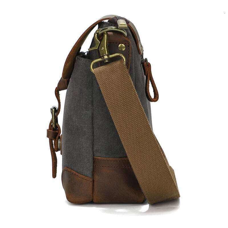 City Bag Retro Canvas Small Shoulder Bag Men's Leather Crossbody Bags Women Phone Pouch For Travel Everyday Use