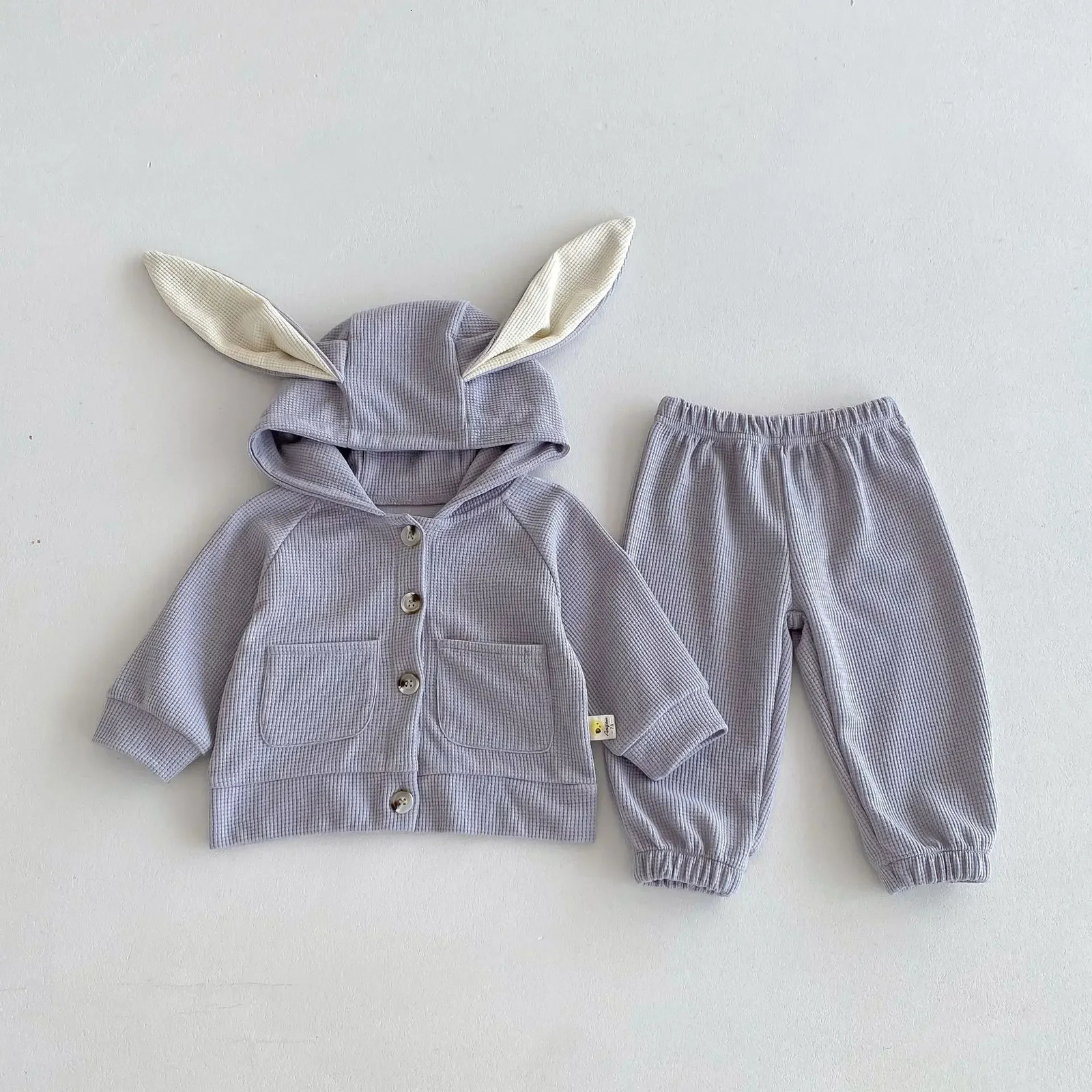 4161 Baby Clothing Set Autumn Baby Girls Suit Rabbit Ears Hooded Coat Pants Cute Lovely Two-piece Suit 250813