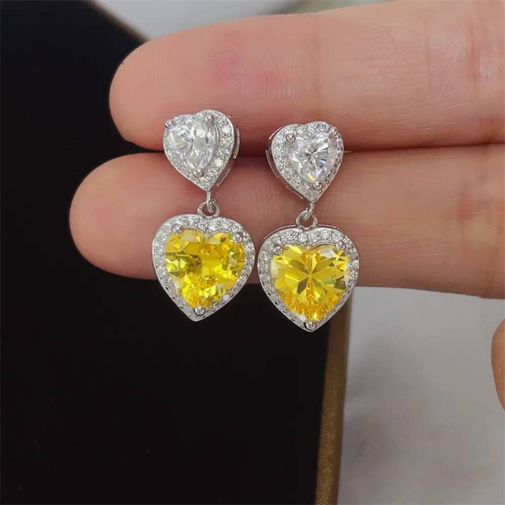 NKHOG 5CTTW Heart Shape Moissanite Drop Earrings Women 925 Silver Sparkling Diamond Wedding Ear Stud 18K Plated Fine Jewelry GRA