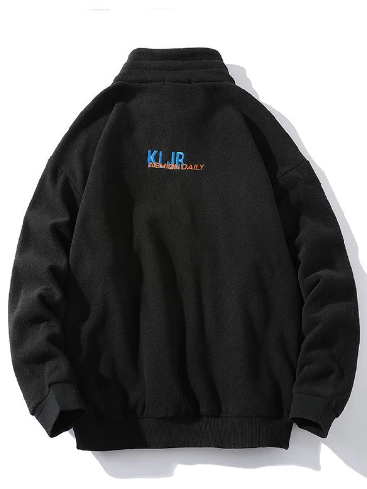 Gmiixder Half-zip Hoodless Sweatshirt Autumn Winter Stand-up Collar Shirt Oversize Velevet Tops Lovers Trend Polar Fleece Jacket 250813