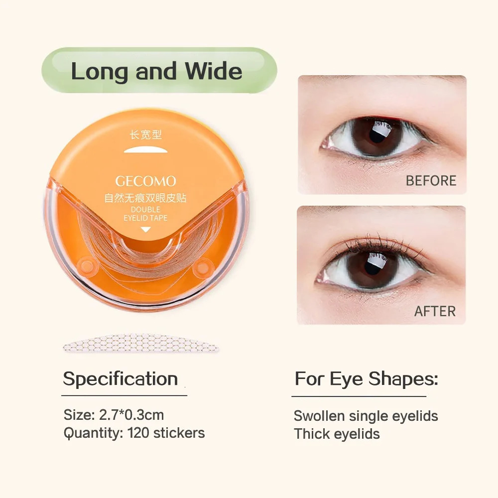 GECOMO 120 PCS Roll Invisible Double Eyelid Stickers Self-adhesive Long-lasting Lace Eyelid Paste Beauty Tool 250811