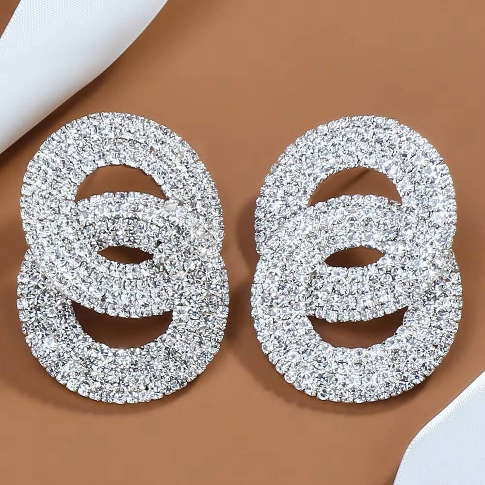 Stonefans Rhinestone Round Earrings for Women Luxurious Girls Exaggerated