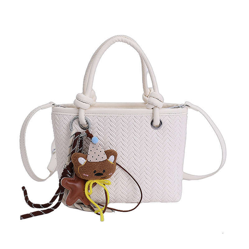 Chic Woven Tote Handbag with Adorable Charm - Durable Material, Roomy Interior, Ideal for Fashion - Forward Women's Daily & Beach Outings