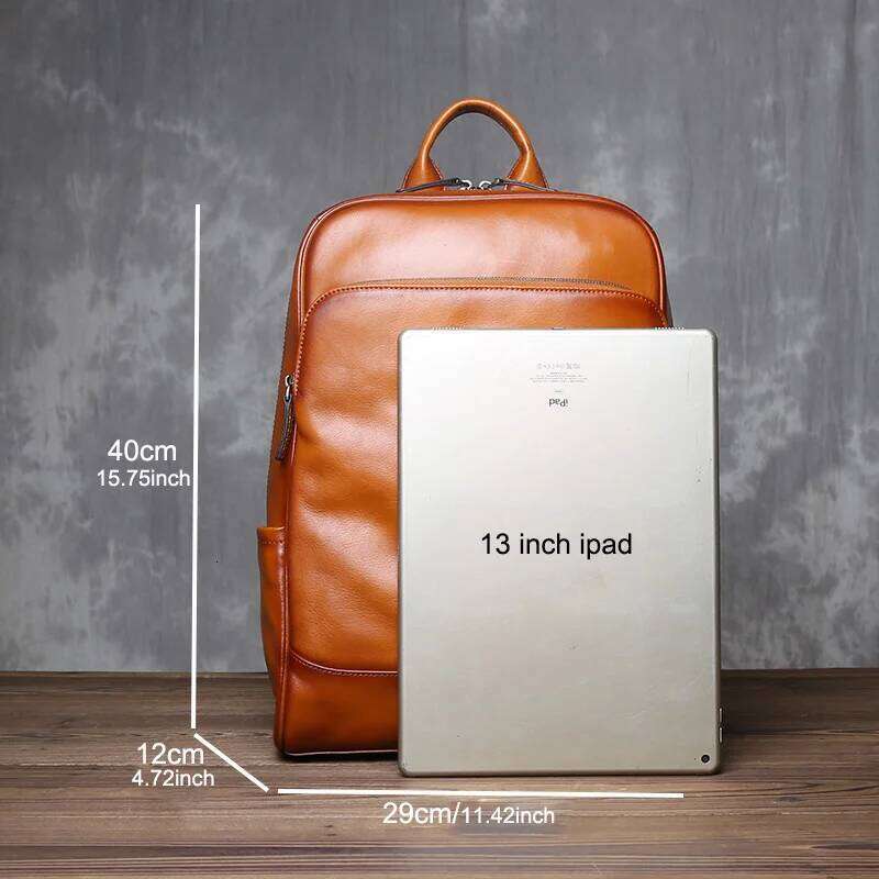 Vegetable Tanned Shoulder Backpack Men's Head Layer Cowhide Vintage Casual Multifunctional Large Capacity Computer Bag