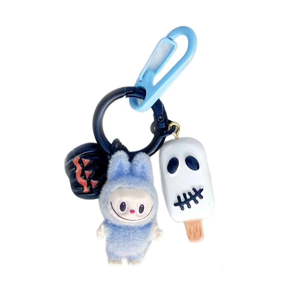 Halloween Flocked Mini Labu Cute Gift Keychain Cartoon Bag Car Key Pendant
