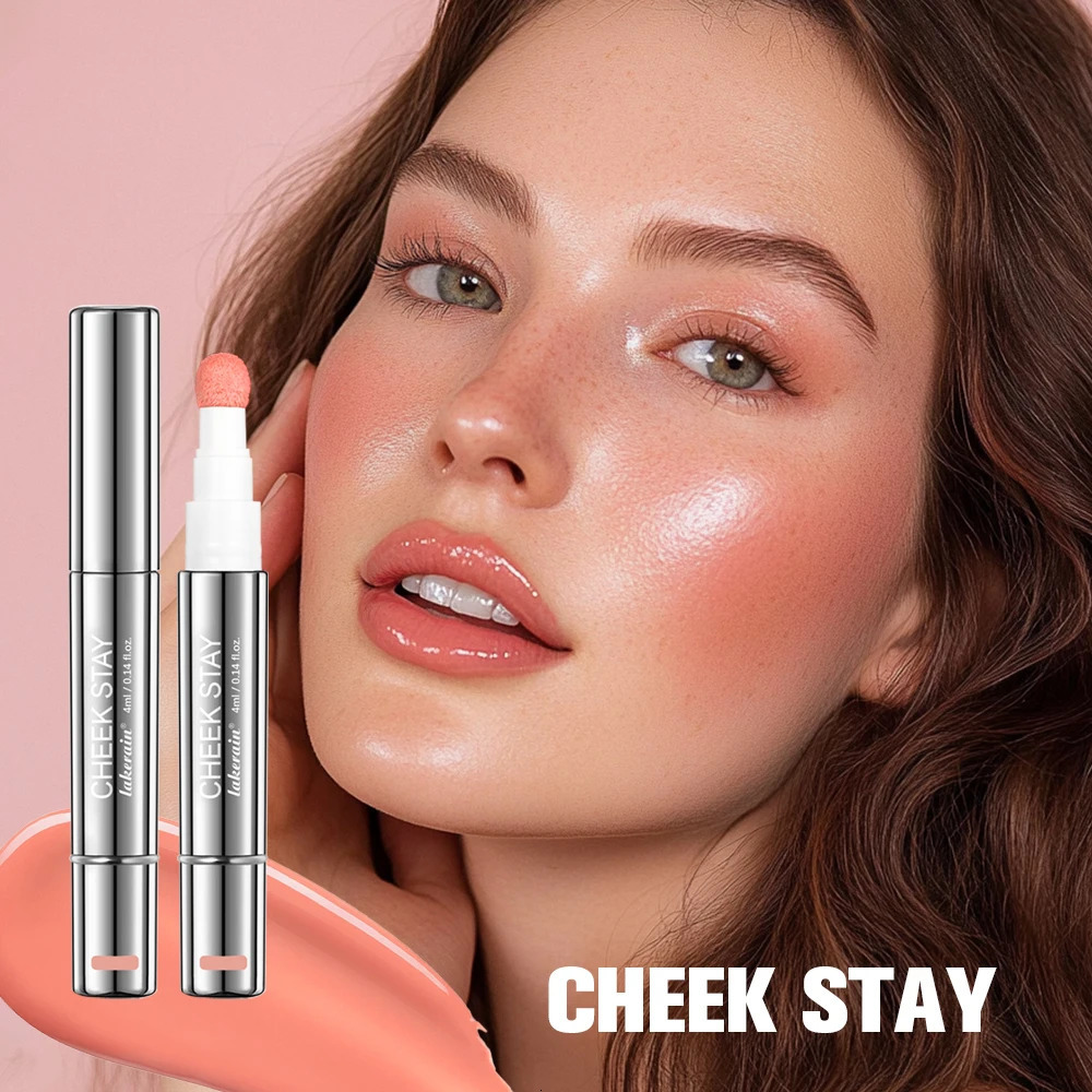 Cheek Blusher 6 colors Long-Lasting Cheek Stain All-Day Blendable Liquid Blush Long-Lasting Blush Sponge Applicator Cheek Makeup 250813