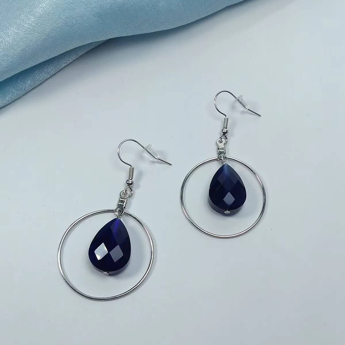 Round fashion Earrings, Female Personality Exaggerated, Water Drop Glass Earrings