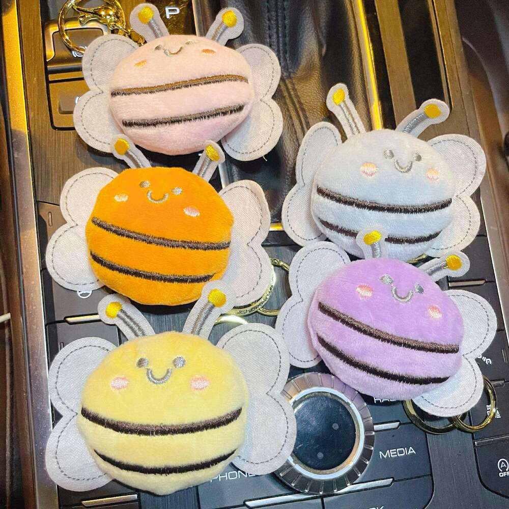 Cartoon Plush Cute Little Bee Keychain Doll Pendant Clothing Bag Accessories Brooch Decoration