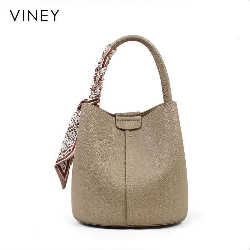 VINEY 2025 New Women's Messenger High-End Detachable Genuine Leather Handbag Bucket Bag