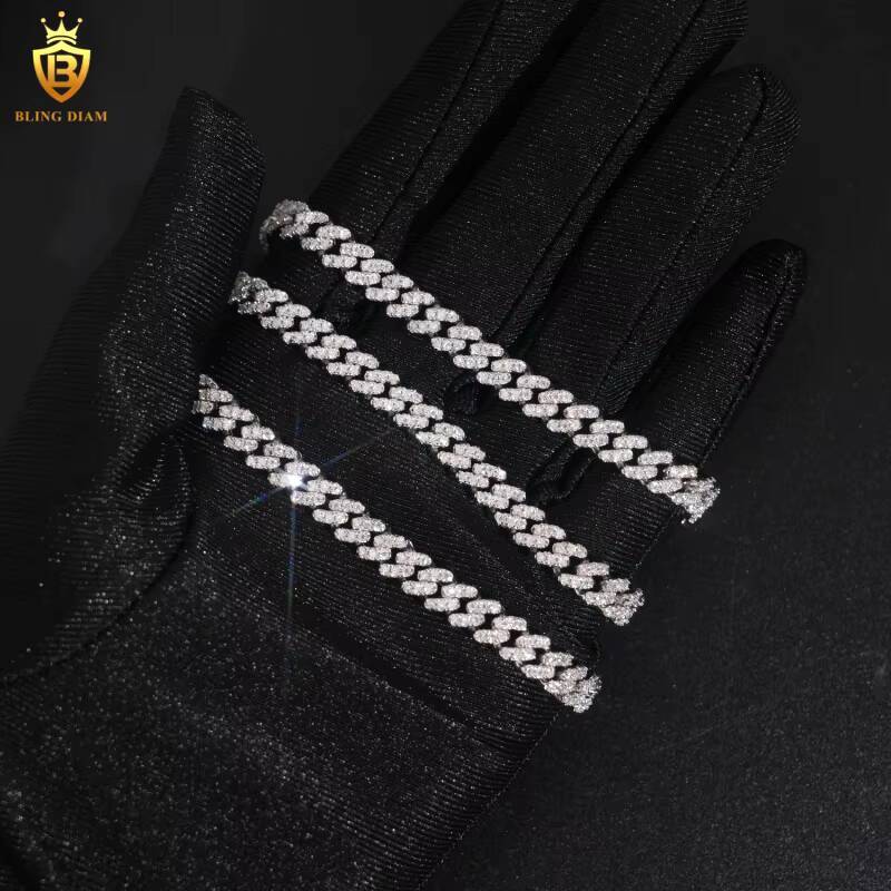 USA Stock Wholesale Price Moissanite Chain Cuban Hip Hop Style Cuban Link Chain 6 mm Sterling Silver Cuban Necklace