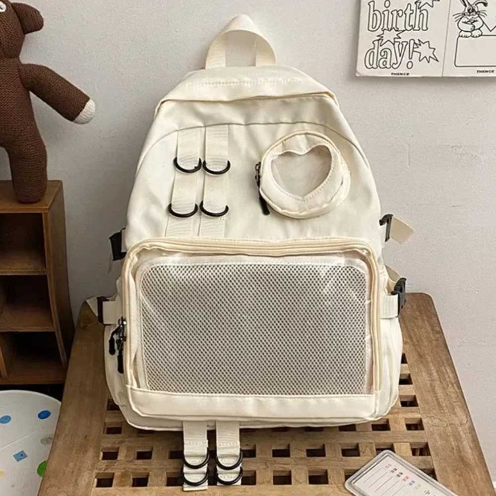 Collage Style School Bag for Teenage Girl Itabag Kawaii Backpack Transparent Love Heart JK Backpack Women New 2025 Laptop Bag XJ250814