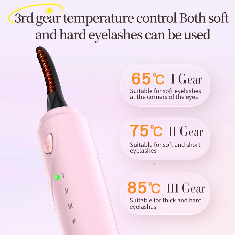 Heated Eyelash Curler 3-Level Adjustable Temperature Rapid Heated Type C Rechargeable Safe -Burn Eye Lash Comb Teeth 250813