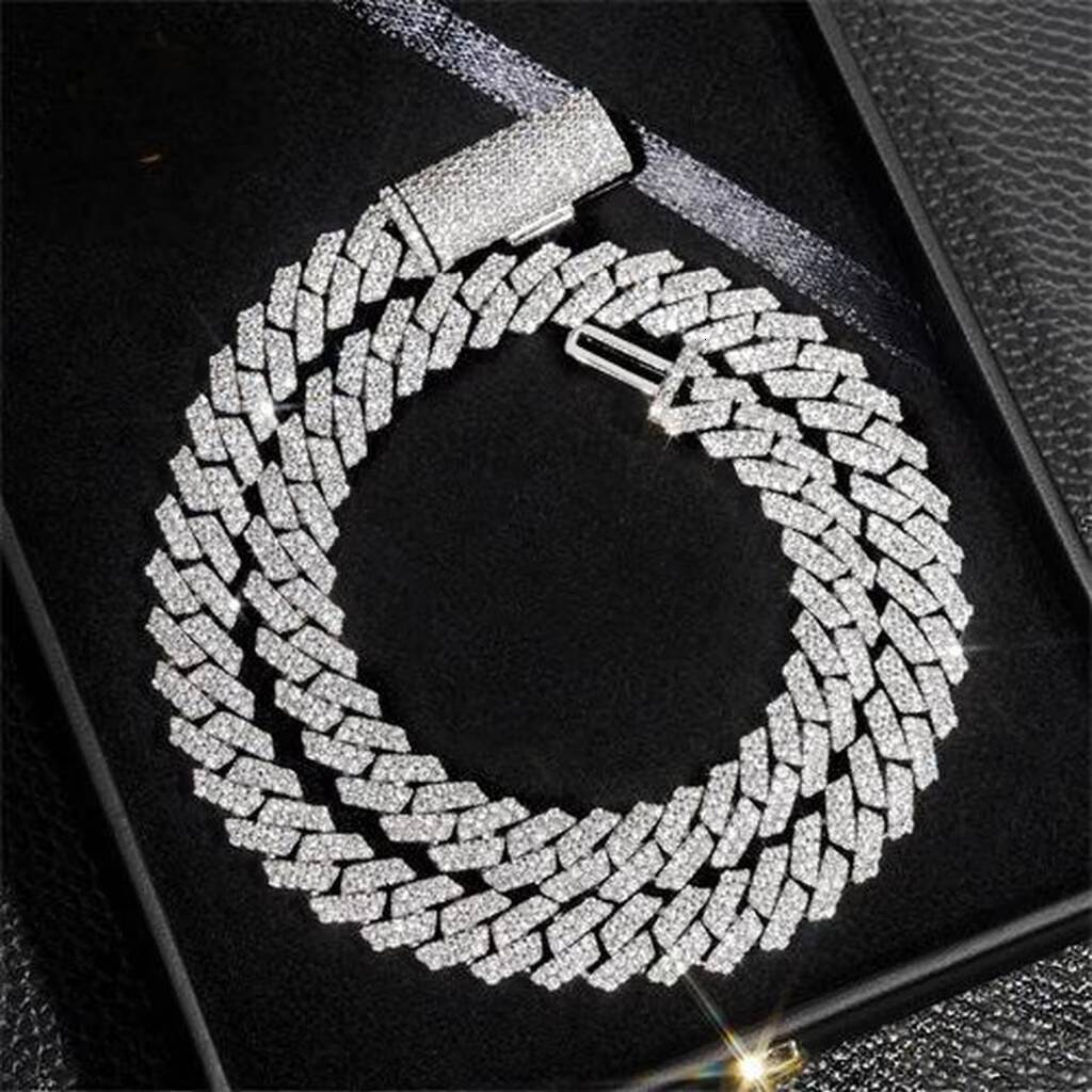 Diamond Tester 925 Sterling Silver Moissanite Necklace 10mm Iced VVS Cuban Link Chain Hip Hop Jewelry for Men