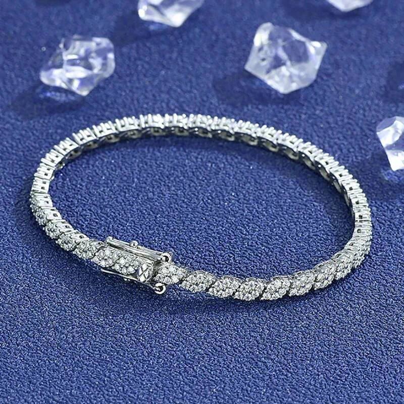 NKHOG Full Moissanite Tennis Bracelets S925 Silver Sparkling Diamond Women Men Party Wedding Bangles Jewelry Gifts GRA Certified