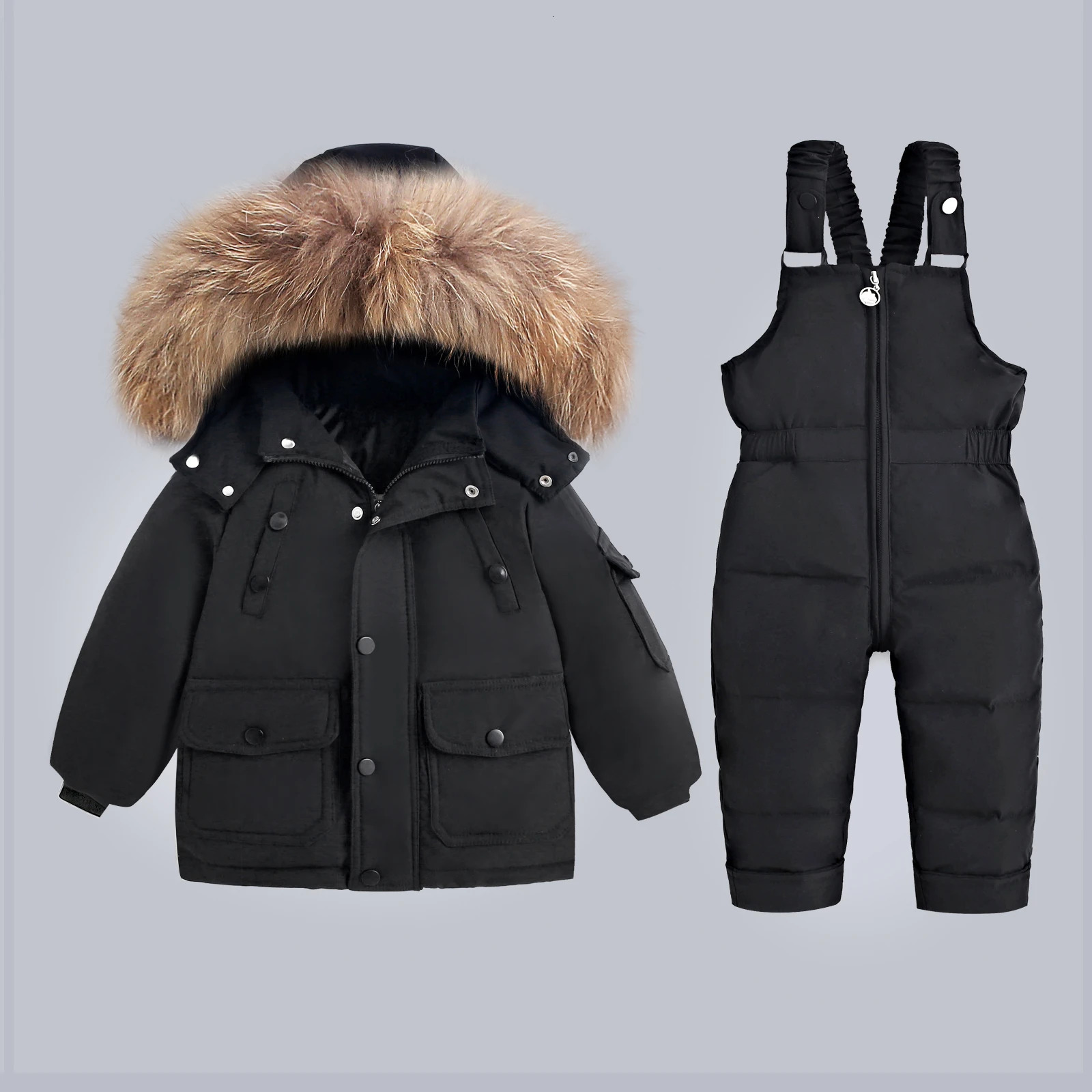 -30 C Baby winter Thicken Warm down jacket toddler jumpsuit children kids clothing Set 2pcs girl clothes Infant snowsuit 1-6Y 250813