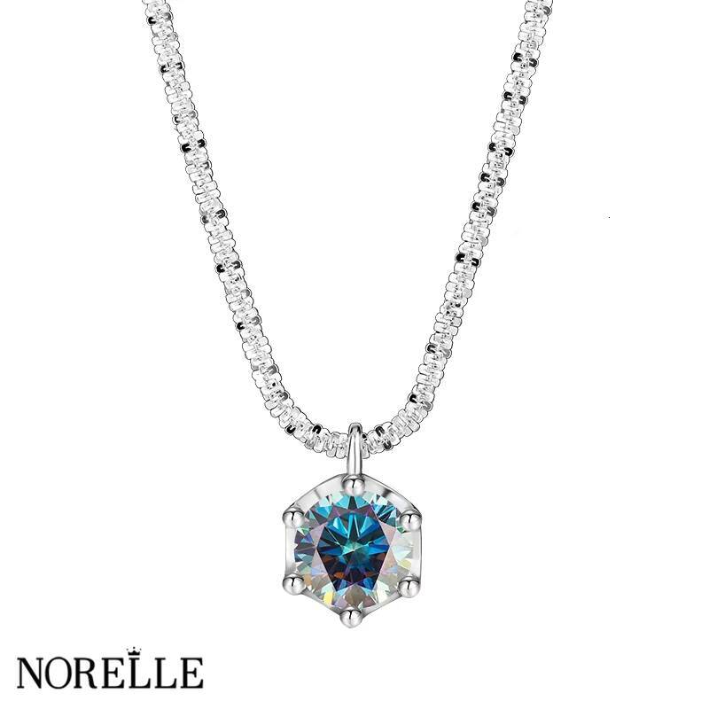 Hot Selling S Sterling Sier Women's 1-2ct Gra VVS Sexangle Pendant Necklace Fine Jewelry Moissanite Colorful