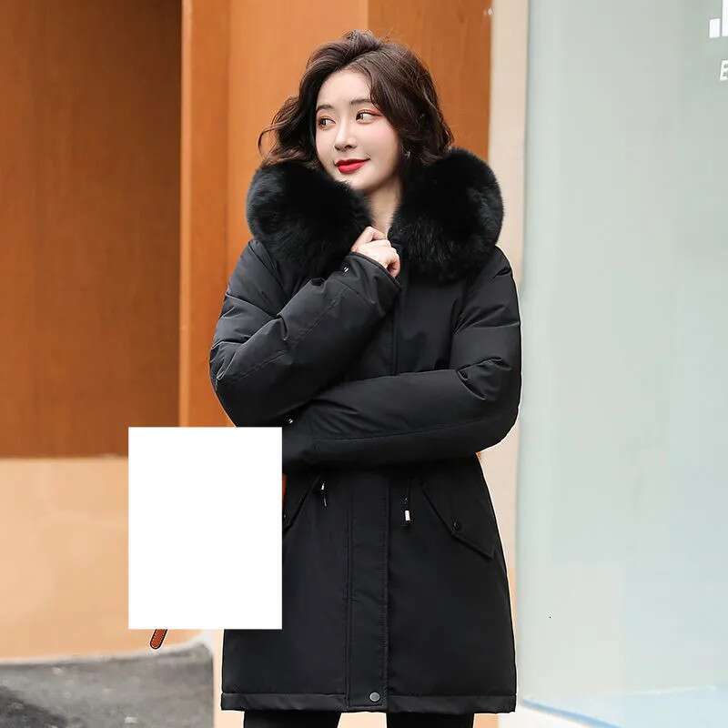 2023 New Winter Jacket Women Parka Fashion Coat Wool Liner Hooded Parkas Slim With Fur Collar Warm Snow Wear Padded