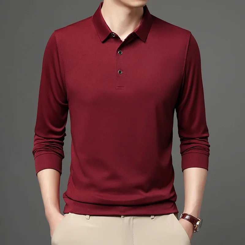 Spring and Autumn Long Sleeve Polo Shirt Polo Collar Solid Mens Long Sleeve T-shirt XJ250804