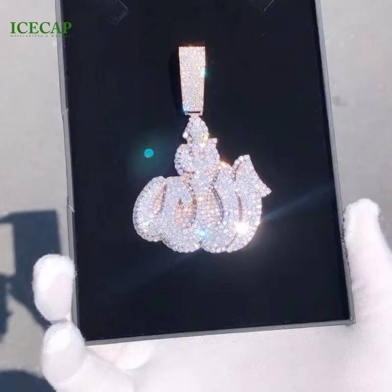 Latest Design Fashion Jewelry 925 Silver Iced Out VVS Moissanite Round Diamonds Hiphop Men 3D Fire Symbol Pendant for Necklace