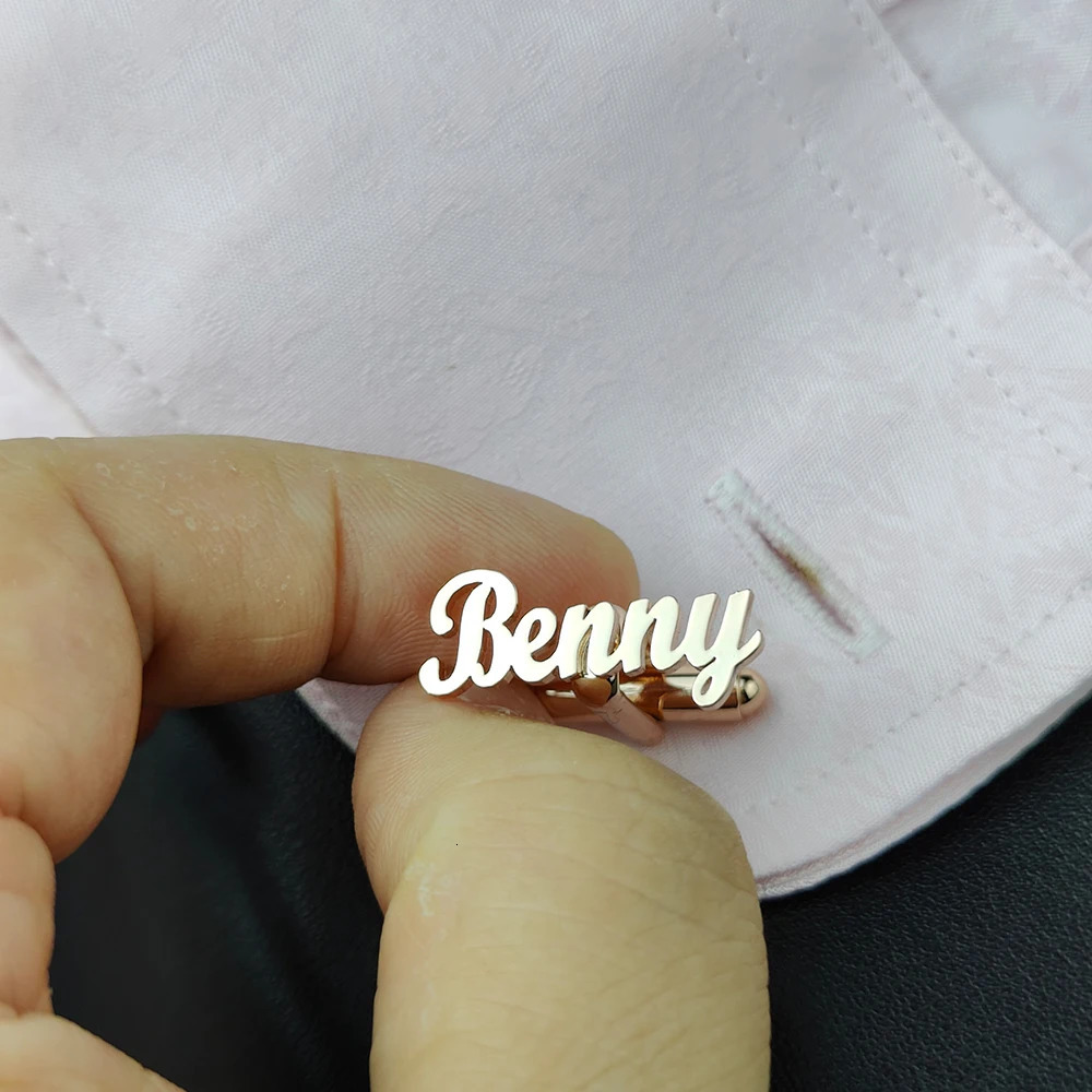 Custom Name Cufflinks Personalized Stainless Steel Letter Cuff Links Men Dad Husband Jewelry Groom Groomsmen Gifts 250812