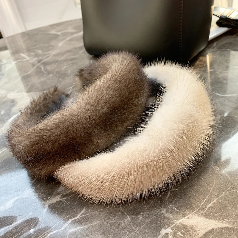 2025 Women winter 100% Real Mink Fur Headbands High Quality Real Fur Hair Band Lady Fashion Hair Hoop Furry Gift250812