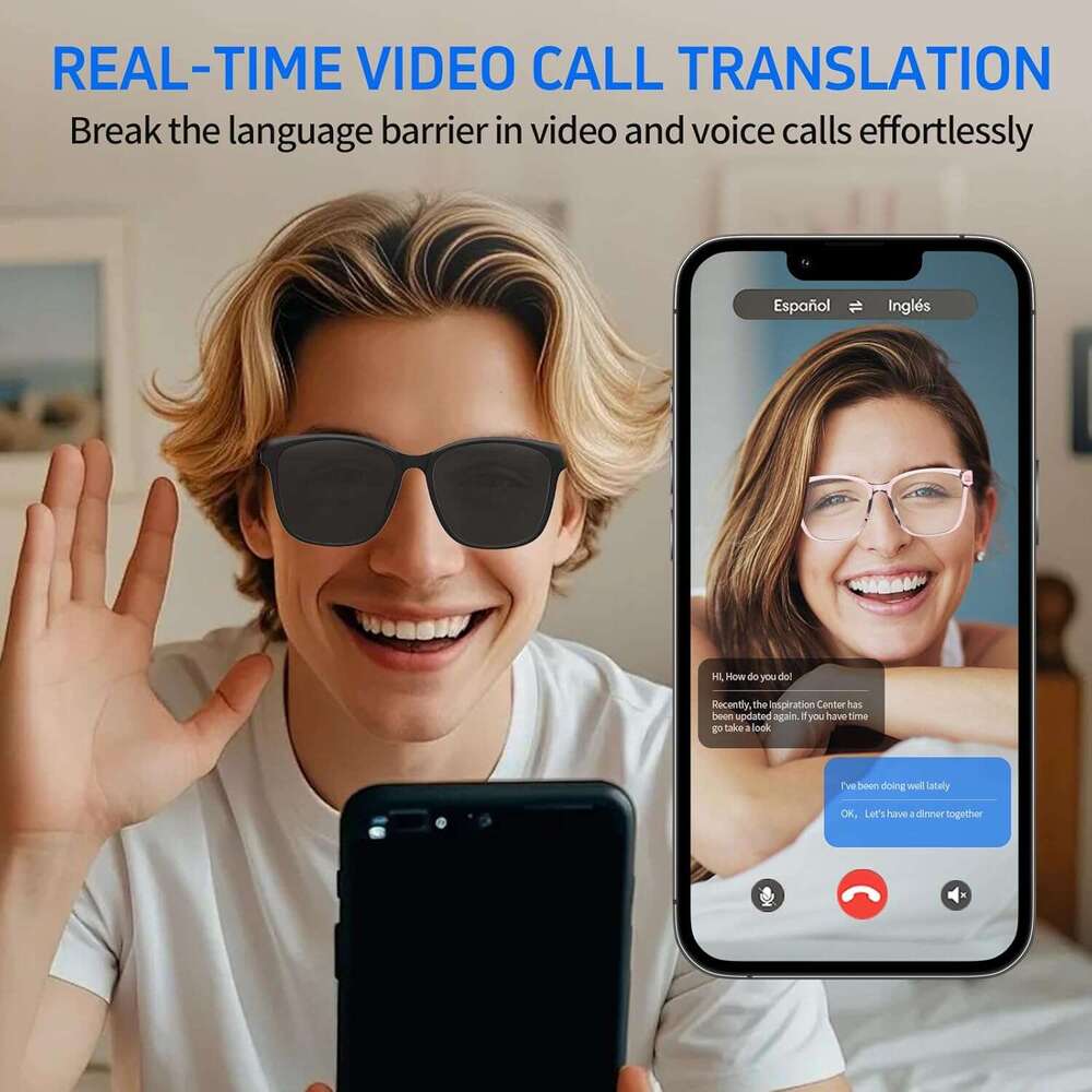 ITHUGE Smart Bluetooth Glasses 5.4| AI Voice Assistant 144 Language Translation Glasses, IP65 Waterproof Resin Frame for Men and Women, Noise Reductio