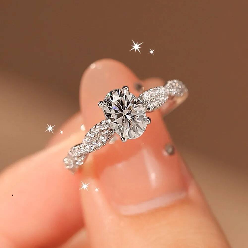 NKHOG 1CT Oval Moissanite Rings Women 925 Sterling Silver Wedding Anniversary Diamond Band Fine Jewelry GRA Certified Wholesale