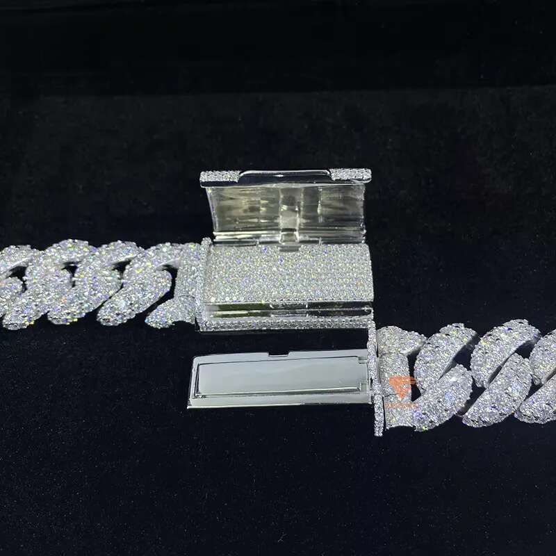 Custom Made Necklace 20mm Big Stone Cuban k Chain Gra Ice VVS Moissanite White Gold Plated Sier Hip Hop Men Jewelry Hip-hop necklace