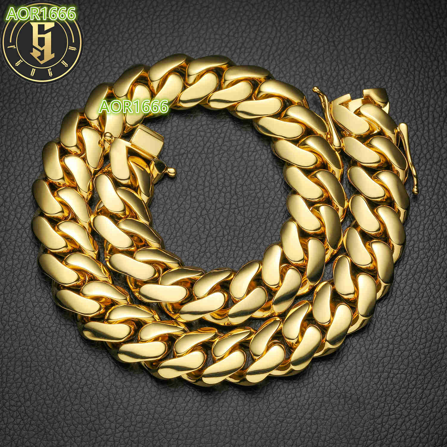 Wholesale 18mm-20mm Solid Cuban Chain 18K Real Gold Plated Hip Hop Heavy Choker Multiple Size Miami Cuban Link Necklace