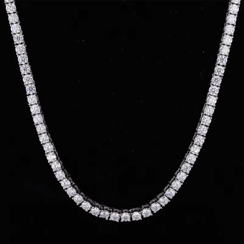 3mm 4mm 5mm 6mm Silver 925 DEF GH Vvs Moissanite Diamond Necklace Tennis Chain