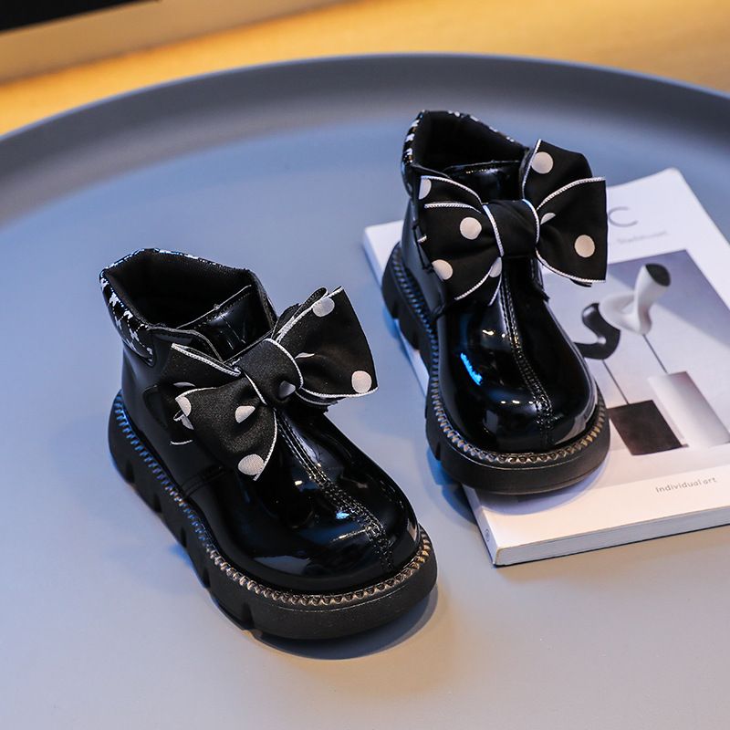 Boots Toddler Platform Fashion Kids Boot New Bowknot Princess Anti Slip Ankle Boots Kidsnest Soft Sole Short Leather Boot Girl Shoe Sizes US9C-US4Y