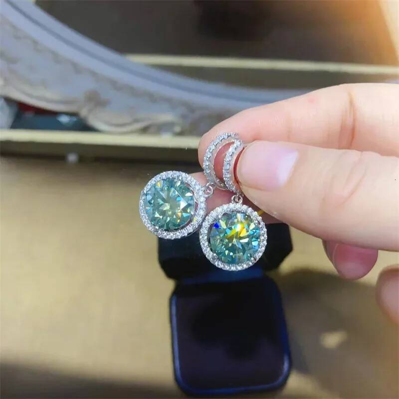 NKHOG 10CT a Pair Moissanite Drop Earrings For Women 925 Silver Big Diamond Ear Studs Best Gifts Fine Jewelry Pass Diamond Test