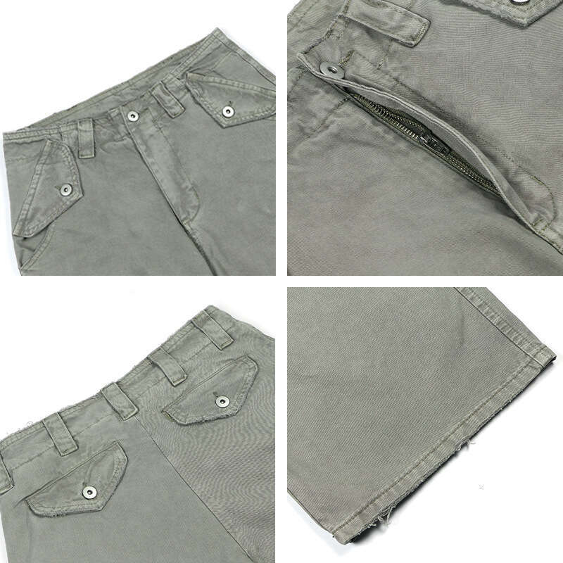 Washed Vintage American Style Cargo Unisex Loose Straight Leg Paratrooper Trendy Casual Pants B5