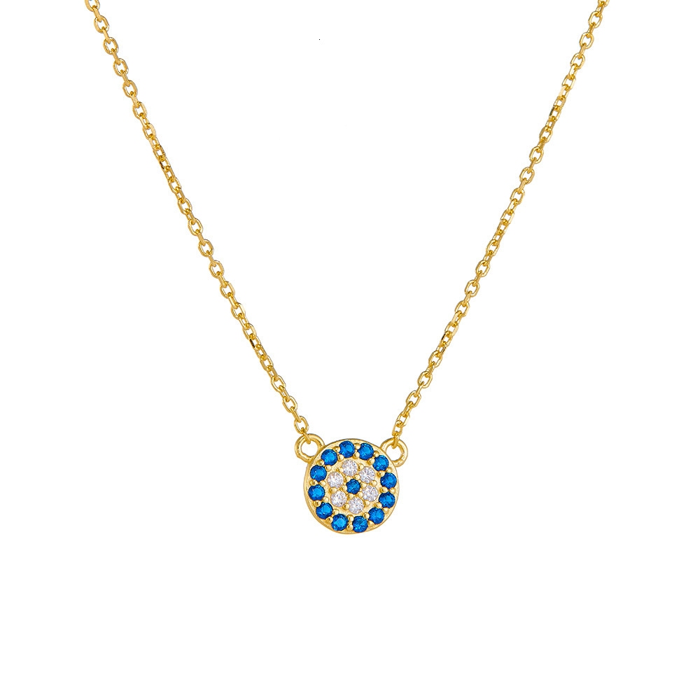 S Pure Sier Devil's Eye Necklace for Women Classic Round Inlaid Blue Eyes Mini Pendant Collarbone Chain Jewelry for Women
