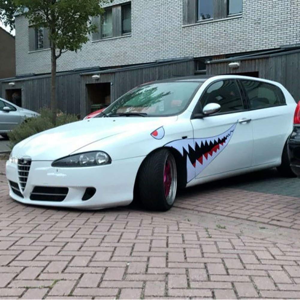 Shark Mouth Teeth Die-Cut Vinyl Decals Car Window Bumper Exterior Decals Sticker for Car Side Door