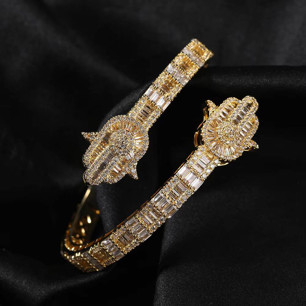 Cross-Border Fashion Fatima Hand Men's Personalized Zircon Palm Bracelet Hip-Hop New Style Jewelry