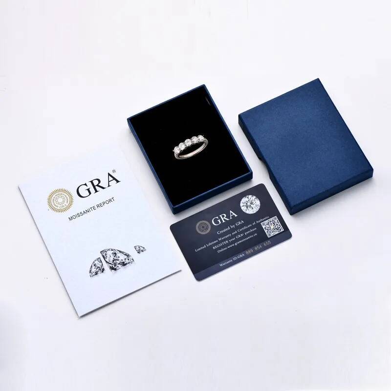 Anziw Half Eternity Bands D Color 0.3ct 5 Stone Moissanite Ring 925 Sterling Silver for Women Fine Accessories Certified Jewelry