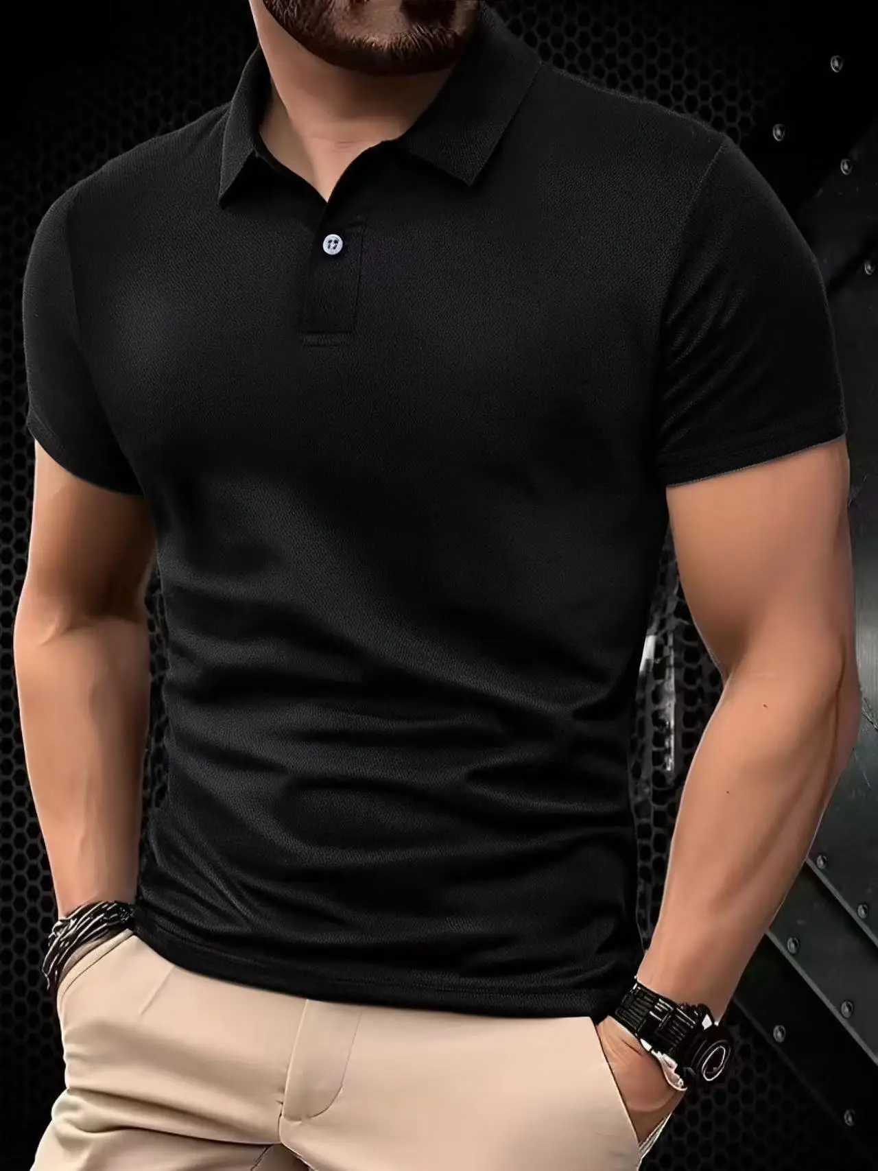 2025 New Mens Sports Korean Casual Trend Slim Fit Short Sleeve Silk Cotton Collar Solid Color T-Shirt Polo Shirt Polo XJ250804