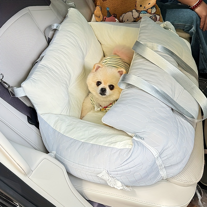 Cooling Ice Silk Car Pet Bed for Cats Small-Medium Dogs, Anti-Slip Fixed, Portable Stylish Easy-Clean Durable