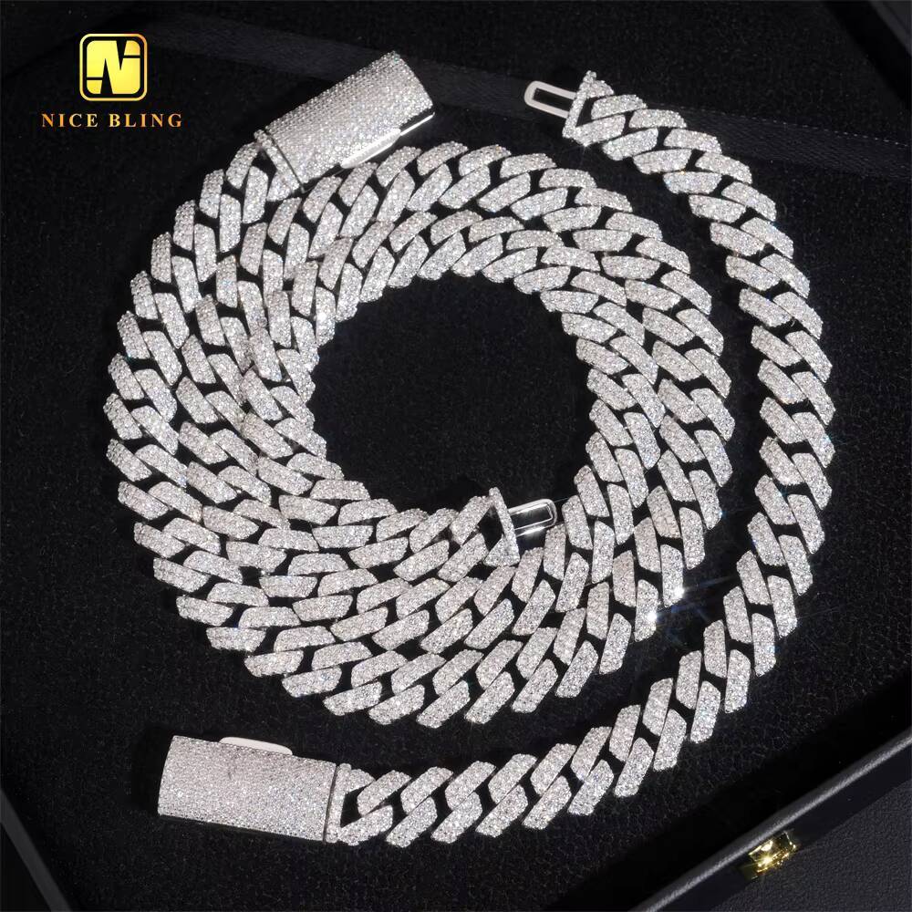 12mm Wholesale Price Iced Out CZ Stone Cuban Link Chain 925 Silver Men Hip Hop Jewelry Cubic Zirconia Diamond Necklace Bracelet