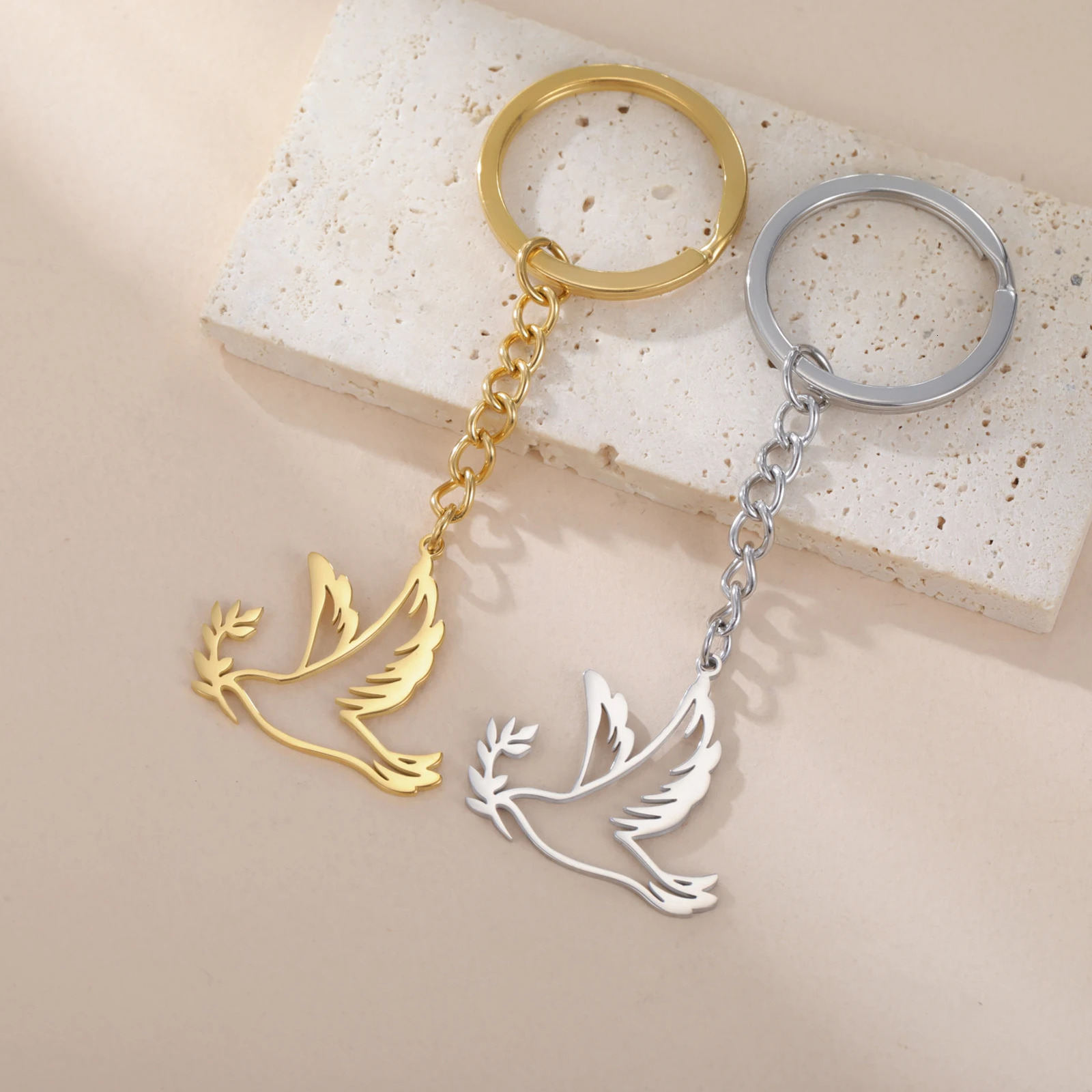 Lucktune Peace With Olive Branch Keychain Stainless Steel Key Chains For Bag Fashion Body Kit Jewelry Party Gifts Sale 250811