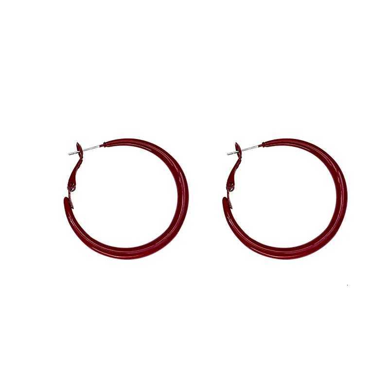 Charm Trend Wine Red Color Geometric Circle Hoop Earrings for Women Exaggerate Big Korean Earring Bride Jewelry Accessories Gift XJ250814