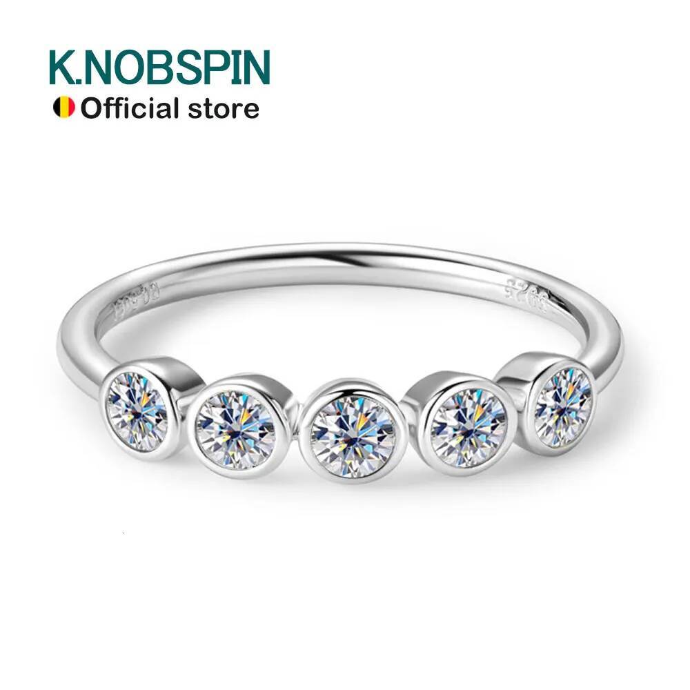 KNOBSPIN D VVS All Moissanite Rings for Women Bubbles Classic Engagement Wedding Band with Certificates 925 Sterling Silver Ring