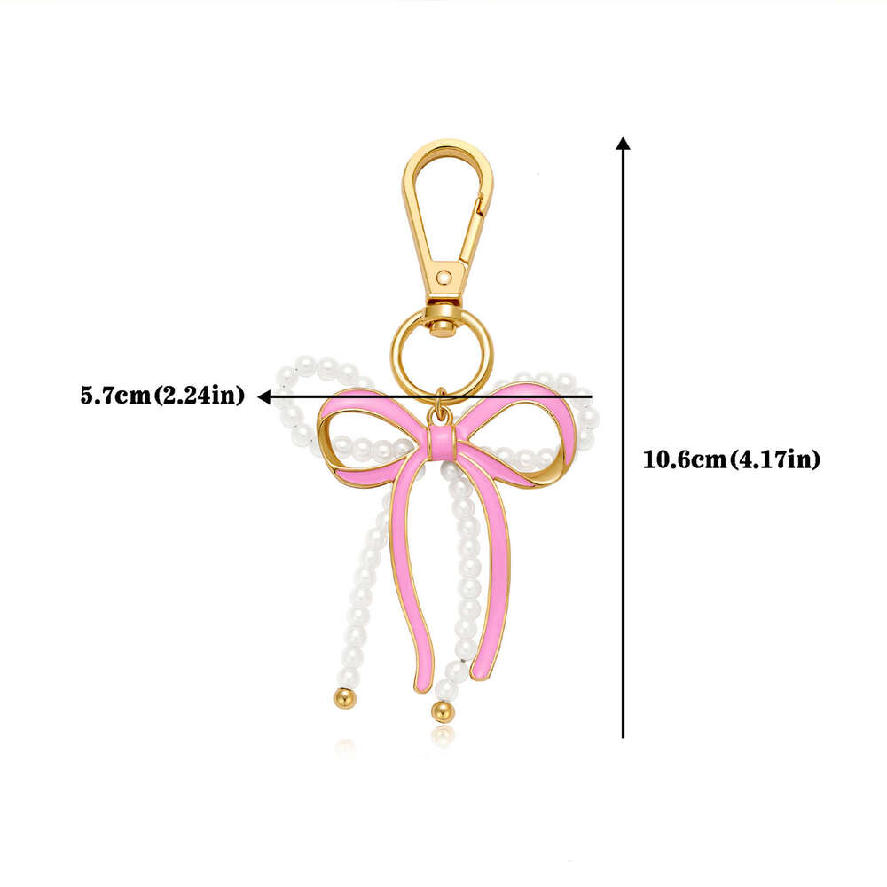 Korean Version Cute Sweet Handmade Imitation Pearl Bow Keychain Bag Pendant Gift Personalized Ornament