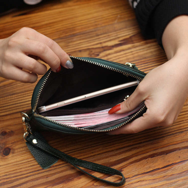 Top Layer Cowhide New Women's Fashion Little Bee Large Cash Slot Shell-shaped Clutch Long Wallet